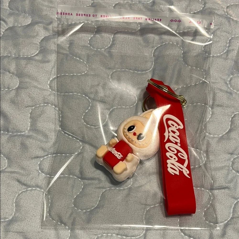 Coca-Cola Character Keychain with Red Lanyard
